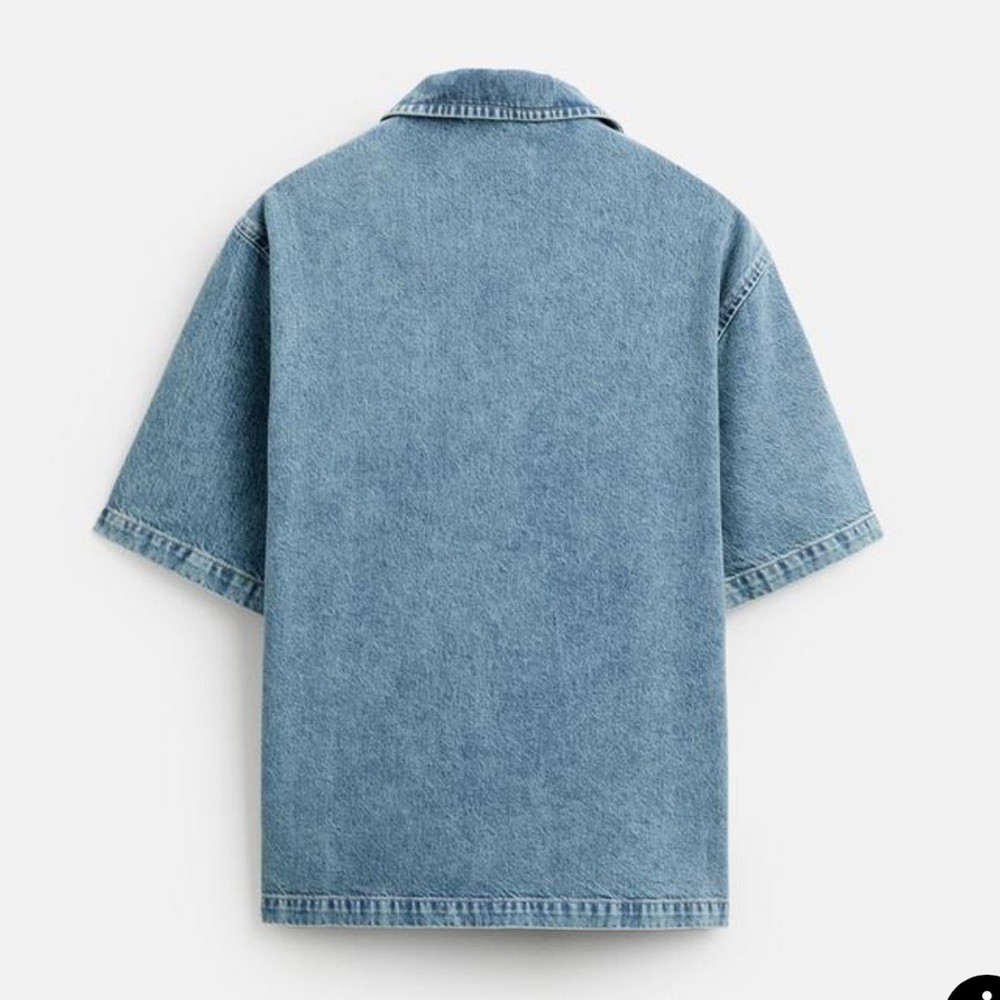 Zara ZIPPERED DENIM SHIRT Size XL NWT - Picture 2 of 4